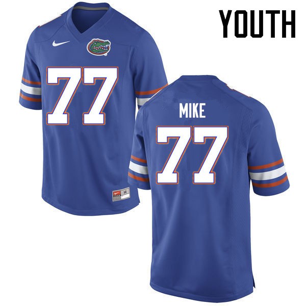 Florida Gators Youth #77 Andrew Mike College Football Jerseys Blue